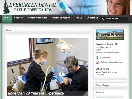 Website design for Evergreen Dental in Appleton, Wisconsin