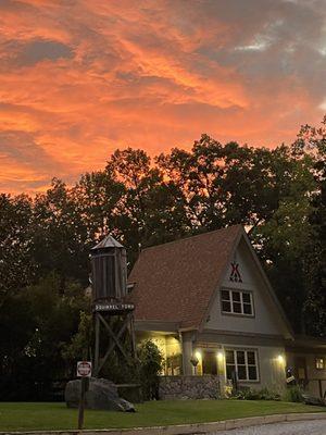 Beautiful sunset over camp office.