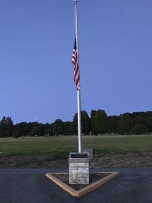 American flag at entrance