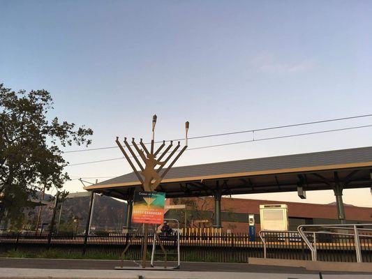 Menorah at the Arcadia Transit Plaza