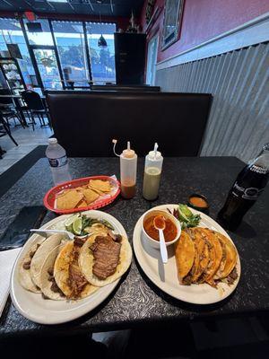 2 Trompo tacos 2 Carne Asada tacos & quesabirria