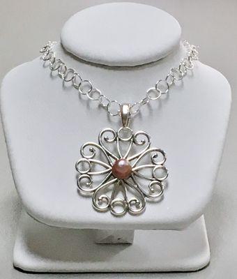 Sterling Silver Concho Pearl pendant