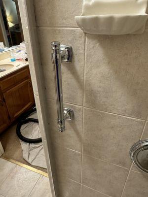 Installation of grab bars in 2 showers. This customer was planning for their future safety.