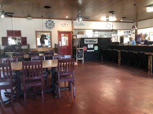 They have a bar to sit and and comfy benches