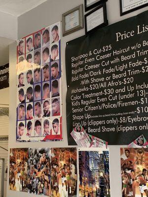 Barbershop price sheet