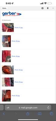 Photos of damage discovered to vehicle and faulty repair