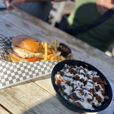 Grilled Chicken sandwich & favorite No More Mr. Rice Guy with steak