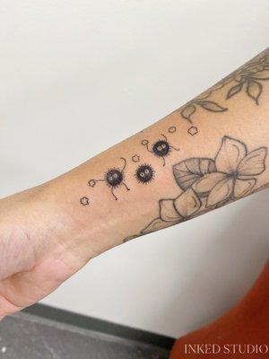 Customized Studio Ghibli Soot Sprites Fine Line Tiny Tattoo