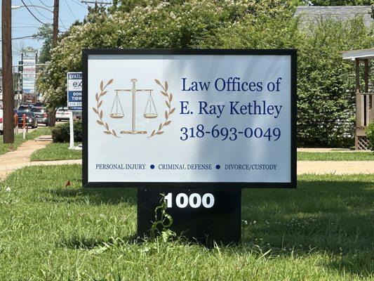 New office sign at 1000 Benton Road, Bossier City, LA 71111