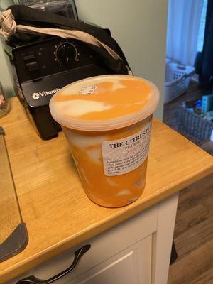 Quart of orange vanilla swirl