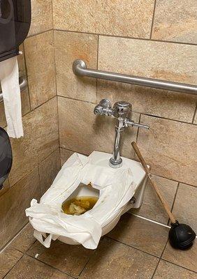 Nasty men's room two days in a row.  Delco people are animals.