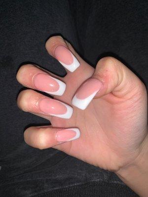 my nail beds hurt, she got my cuticle, took very long for bad results. very nice lady just wasn't really happy w end results