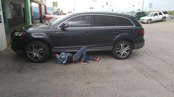 Something was dragging underneath the ride and Jesus is helping me out!