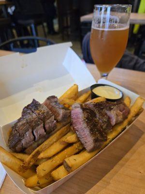 Steak and fries with garlic aioli. Catch the truck at a brewery to splurge on beer too!