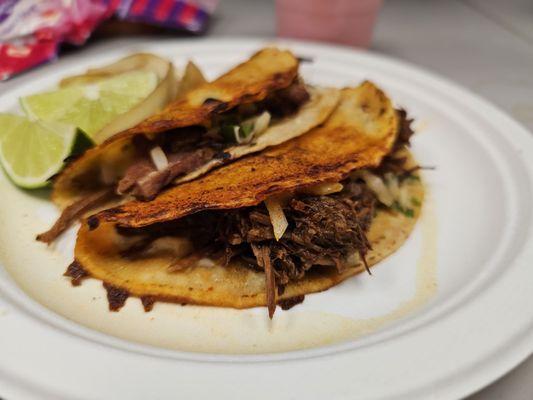 Quesabirria Taco(s) ($6/ea or 3/$17) consomé costs extra unless you get three combo