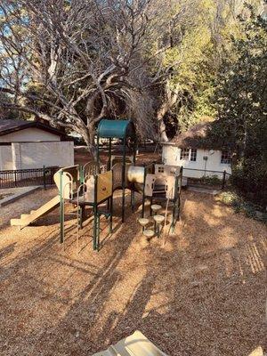 Looking down from the larger playset