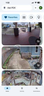 Four views from cameras and doorbell, all on my phone. Another game changer.