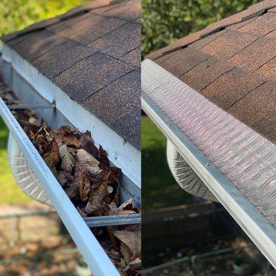 Gutter guards before and after