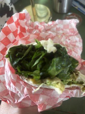 Disgusting all spinach Veggie Breakfast Burrito