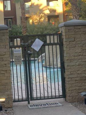 Chained door to the pool