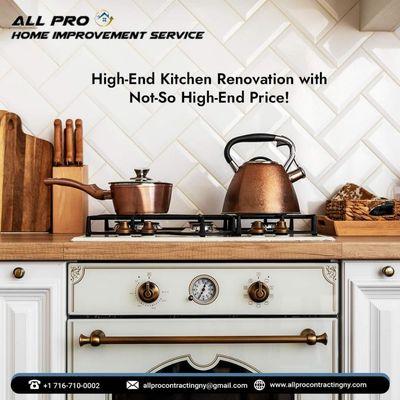 Give your kitchen a makeover today with professional kitchen designers from All Pro Contracting! Book your services today!