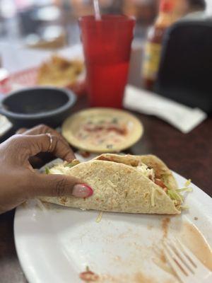 Shredded chicken taco