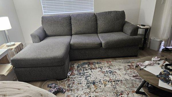 Gray L shaped couch