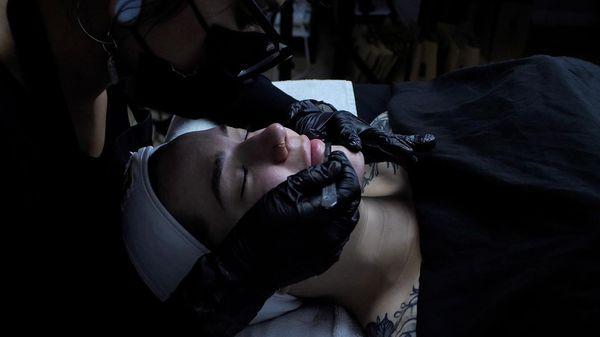 Dermaplaning in action