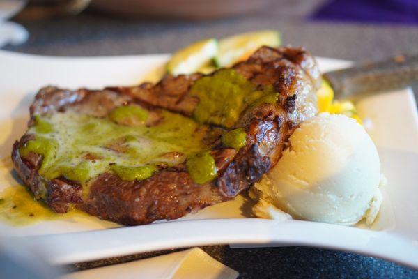 16oz rib eye steak with a sauce called Pele's Fire Cream sauce *7/6/23