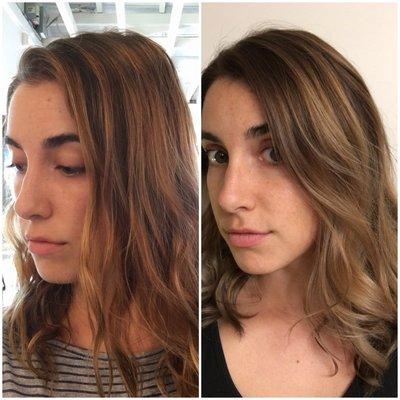 From faded red to a beautiful ashy, fall balayage! Thanks so much, Holly!!
