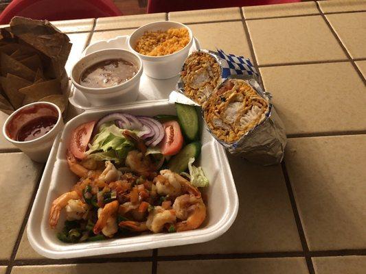 Baka shrimp burrito & camarones rancheros , not all for me of corse lol