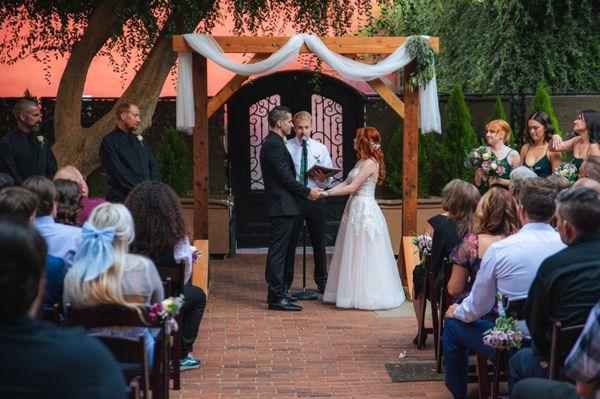 Our ceremony space (we brought our own arch, but the venue has one available if needed!)