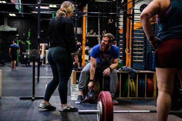 Barbell club hanging out between lifts