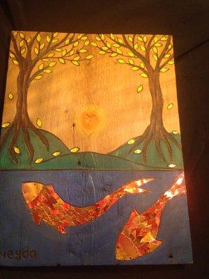 Had to have. Neyda de la Pena. TreeArtOriginal. Wood, aluminum, mixed media. Artist from Mexico based in Utah. She was nice.