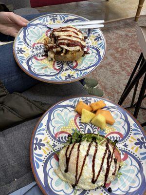Too pictured is the The Nashville Chicken Spud; below is the Cali Toast. Both amazing!