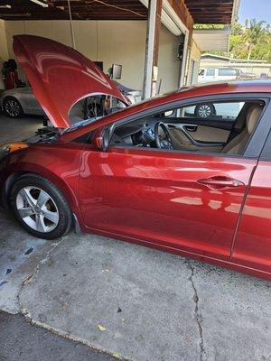 Car getting smog test in progress
