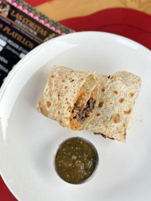 Carne asada burrito w/rice & beans