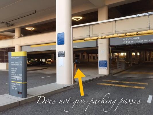 Newbie visitors stop here all the time... *sigh* Tip: Stay in the right-hand left turn lane into the garage.