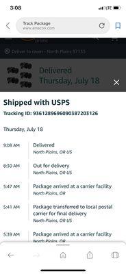 Says delivered and yet no one can say where it is.