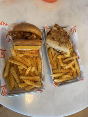 Chicken dynamite burger& chicken jalapeno roll