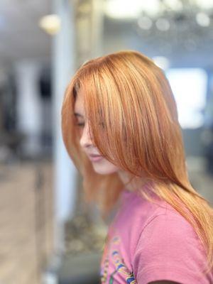Cooper base with the strawberry blonde balayage