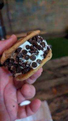 Ice cream cookie sandwich, keep in mind, my hands are massive.