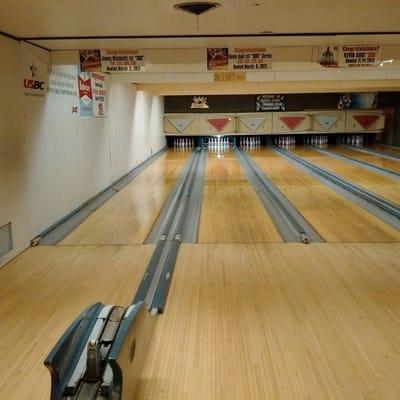 View over the lanes at Maple Lanes Roanoke.