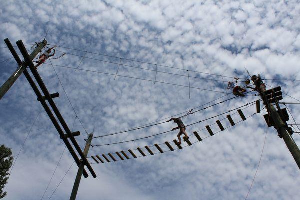 High Ropes course an option for middle school and teen summer campers.