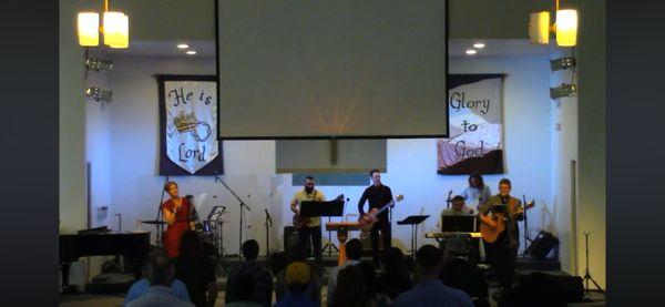 This is the worship team singing on a Sunday morning