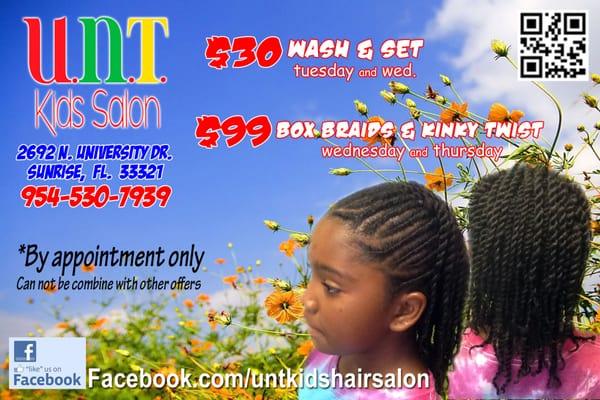 Trust and care for you children's hair. We also service adults.