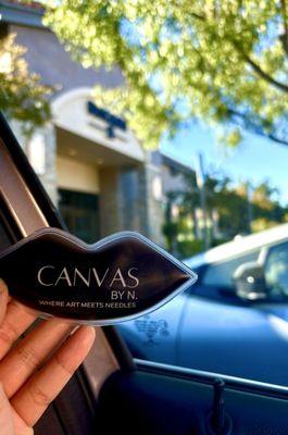 The ice pack she provided featured her branded logo, with the plaza on the back.