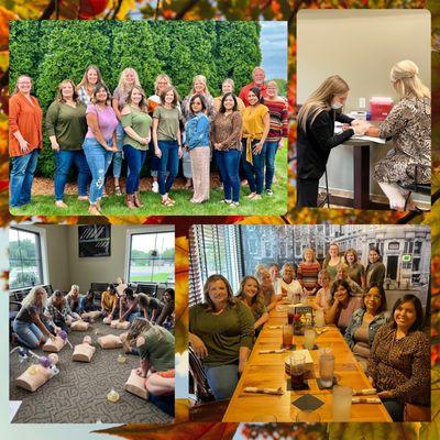 Another great staff retreat this year! From the required TB testing, CPR training and OSHA/HIPAA training, we also enjoyed some team bonding