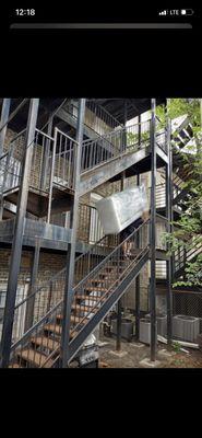 working on the stairs.