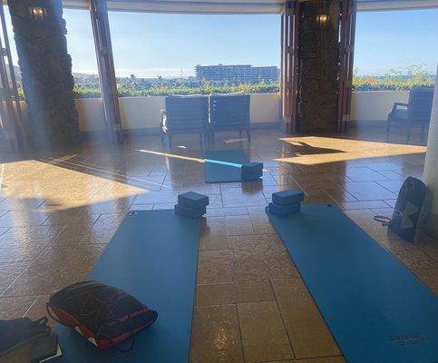 Open air yoga at the Sheraton Maui.